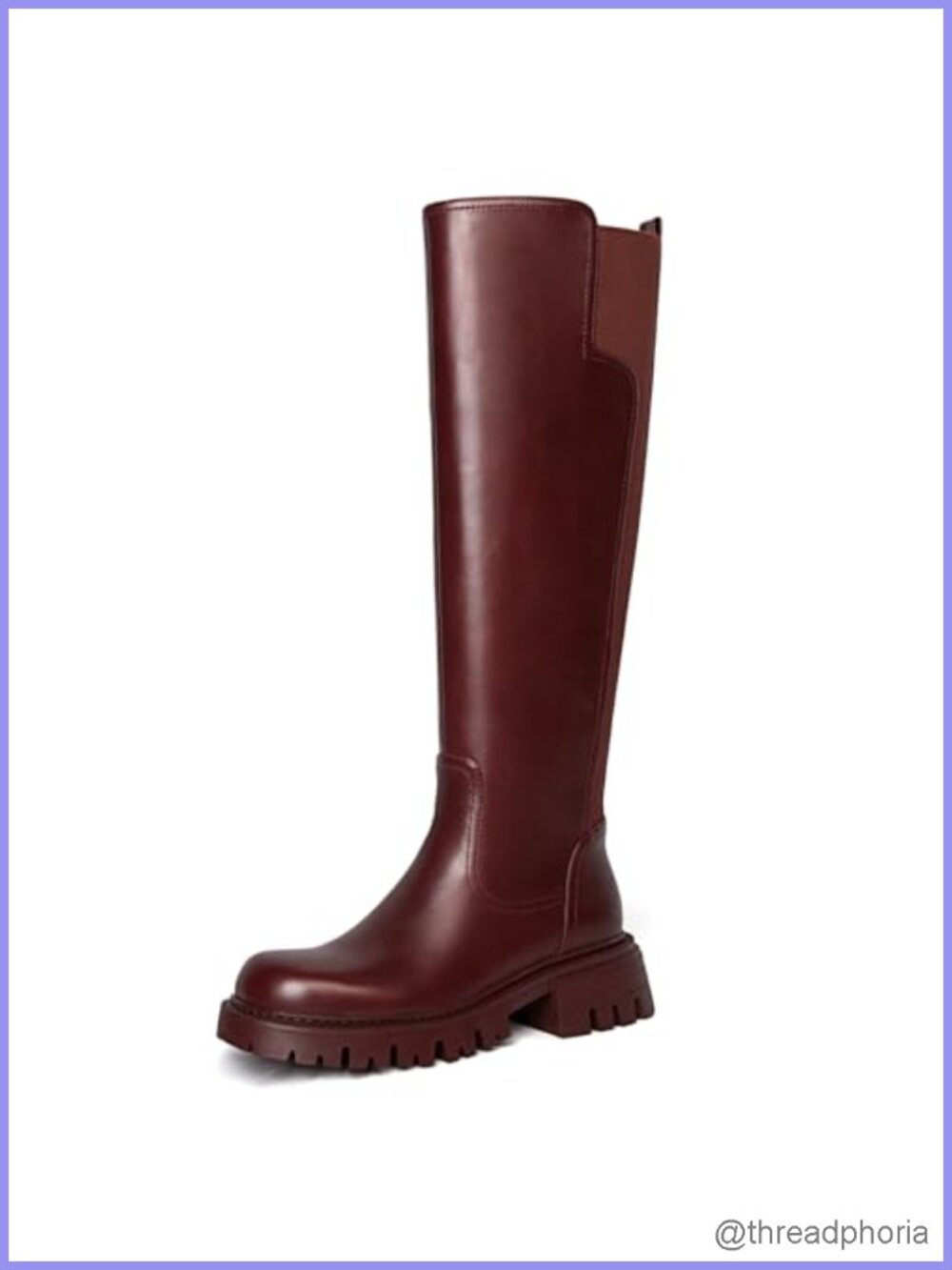 Knee High Boots Women Comfortable Stretch Round Toe Chunky Heel Side Zip